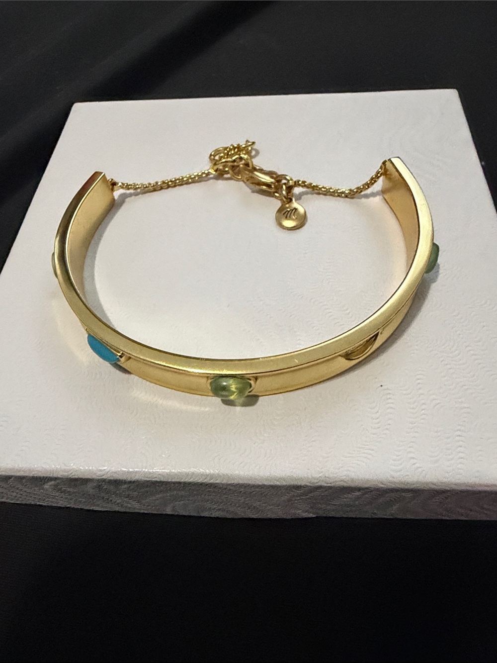 Madewell Gold-Tone Cuff Bracelet ** missing a stone.